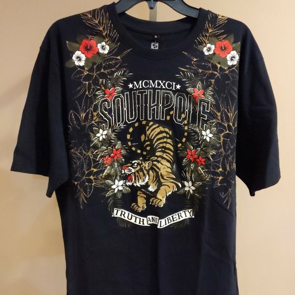 Southpole TRUTH AND LIBERTY Tiger Black Urban T-Shirt XLarge New with Tags - Picture 1 of 6